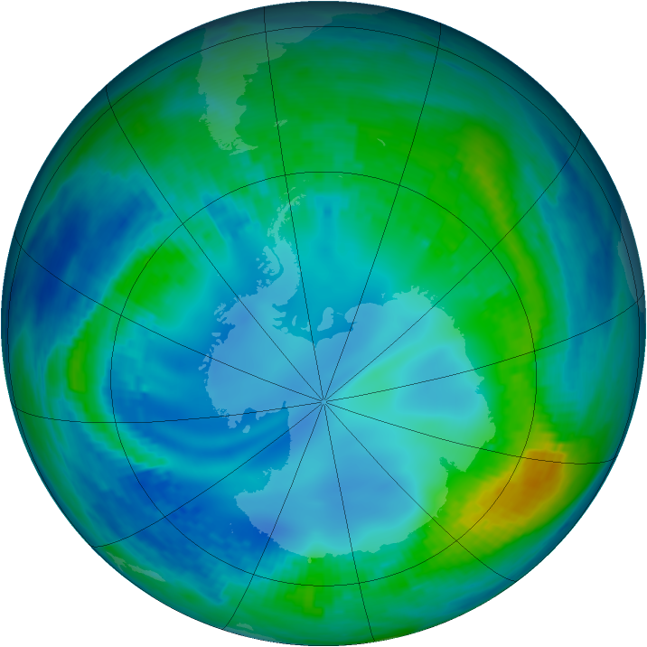 Antarctic ozone map for 12 May 2001